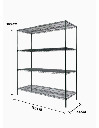 Estanteteria Epoxica Negra 180X150X45