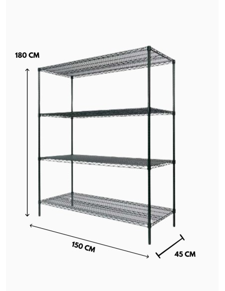 Estanteteria Epoxica Negra 180X150X45