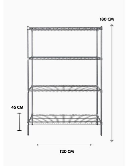 Estanteria Epoxica Gris 180X120X45