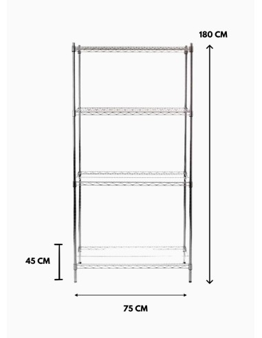 Estanteria Epoxica Gris 180X75X45