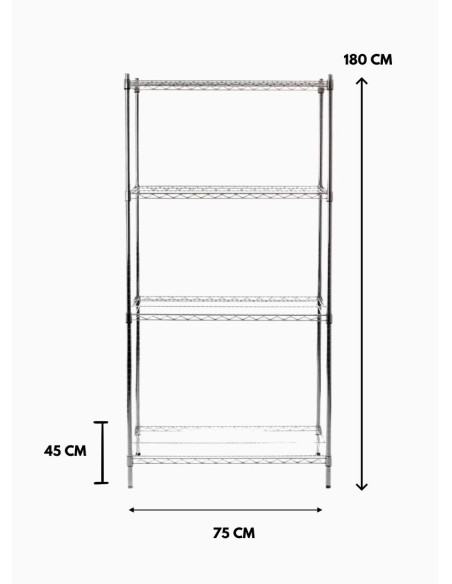 Estanteria Epoxica Gris 180X75X45