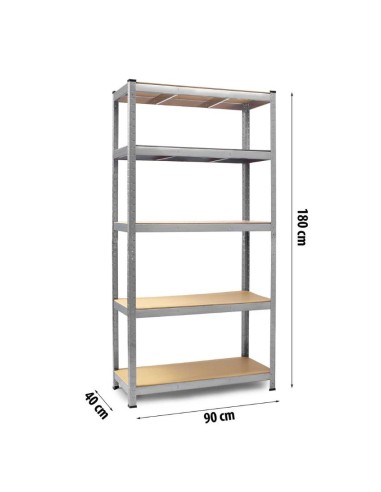 ESTANTE GALVANIZADO MEDIANO PLATEADO 180x90x40