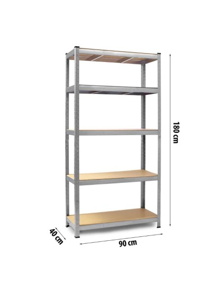 ESTANTE GALVANIZADO MEDIANO PLATEADO 180x90x40