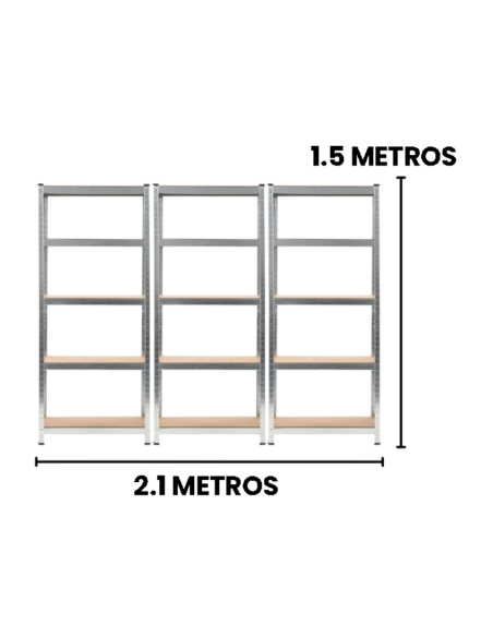 PACK 3 ESTANTES 150X70X30 PLATEADOS