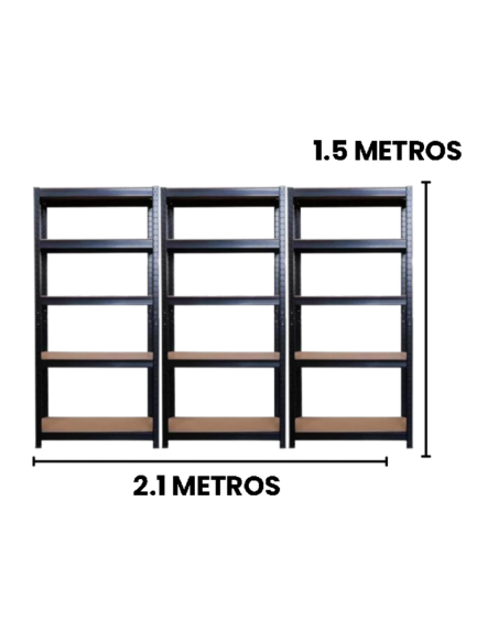 PACK 3 ESTANTES 150X70X30 NEGROS